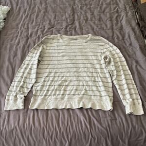 J. Crew Gray Striped Sweater Medium